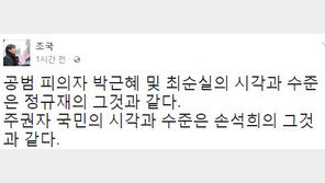 조국 “박근혜·최순실·정규재 같은시각 수준, 국민 시각과 수준은 손석희”