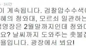 靑 압수수색 거부에 김진애 “버티는 박근혜의 청와대, 모르쇠 일관 황교안”