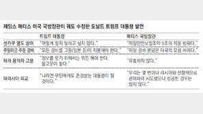 매티스 “日 방위비 확대 올바른 방향”… 아베에 힘 실어줘