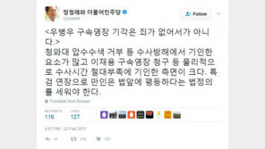 정청래 “우병우 영장 기각, 수사기간 절대부족에 기인”