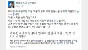 하태경 “‘헌재에 탄원서 제출’ 자유한국당 ‘56명’, 탄핵소추 반대표결 수”