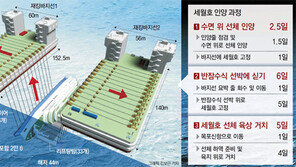 66개 인양줄 걸어 밤샘 작업… 시간당 3m 끌어올려