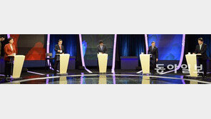 대선 첫 스탠딩토론…文 “무슨 의미?”·洪 “무릎 아파”·沈 “5명 많다”·安 “나름 괜찮아”·劉 “방식 중요치 않아”