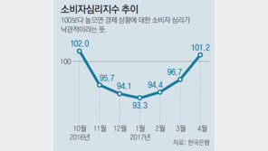景氣 봄바람… 소비심리 42개월새 최대폭 상승 