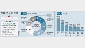 19대 대선 유권자 4247만명, 4명중 1명이 60대 이상… 5년새 22% 늘어