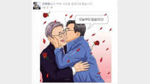 안희정, 文 대통령과 ‘볼뽀뽀’로 페이스북 커버사진 교체