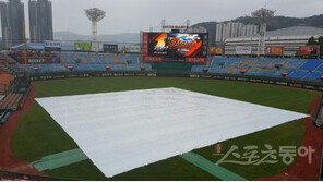 [현장리포트] ‘구도의 중심’ 사직구장도 대형방수포 행렬 동참