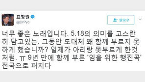표창원 “임을 위한 행진곡, 일제가 아리랑 못부르게 한것 처럼…”