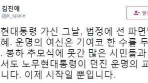 김진애 “운명의 여신은 기여코 한 수를” 같은날 열린 박근혜 전 대통령 재판-노무현 전 대통령 8주기 추도식