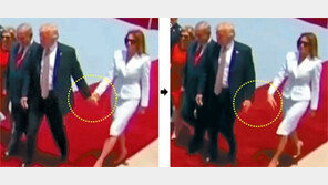 “손잡고…” “그냥 가세요” 트럼프 손 뿌리친 멜라니아