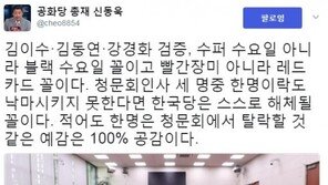 신동욱 “김이수·김동연·강경화, 적어도 한 명은 낙마 예감 100%”