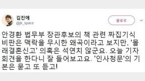 김진애 “안경환 ‘몰래 결혼 신고’ 의혹, 석연치 않다”