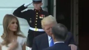 文대통령-트럼프 악수 ‘어깨에 손’ 논쟁…“친근감인가 우월감인가”