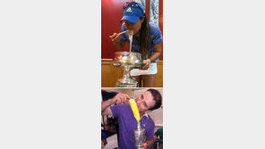 “꿀맛이야”… 대니엘 강 우승 트로피로 국수 식사