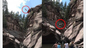 [영상] 아파트 10층 높이 절벽서 ‘배치기’ 다이빙…목격자들 경악