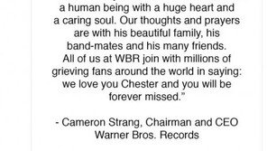 ‘린킨파크’ 체스터 베닝턴 사망…워너 “영원히 그를 사랑하고 그리워할 것”