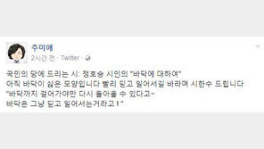 추미애 “국민의당에 드리는 시…정호승 시인의 ‘바닥에 대하여’” 일침