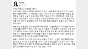 나경원 “8월 부동산 대책, 실효성 있을지 벌써 의문”