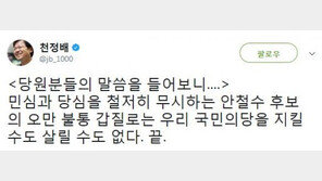 천정배, 안철수 출마에 “오만·불통·갑질로는 국민의당 살릴 수 없어” 일침 