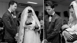 결혼식 중 웨딩드레스 내리고 ‘모유 수유’ 한 신부에 칭찬 쏟아져