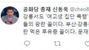 신동욱 ‘부산·강릉 여중생 폭행’은 文정부 치안 무능 탓…누리꾼 “낄끼빠빠”