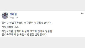 장제원 “김이수 부결, 인사폭주에 대한 국민의 준엄한 심판”