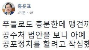 ‘공수처’ 홍준표 “文, 공포정치 하려고 작심했나 보다”