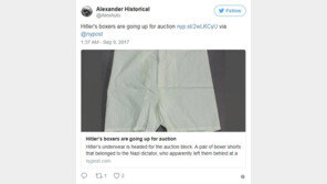 ‘독재자’ 히틀러 팬티, 736만 원에 낙찰…허리 사이즈가 39인치?