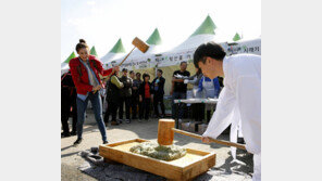 DMZ 펀치볼 시래기축제… “떡메치기 재밌어요”