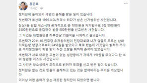 홍준표 “정치판은 무서운 세상…더 이상 음해 없길”