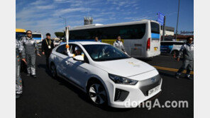 아이오닉 전기차, 제주서 성화 싣고 달린다