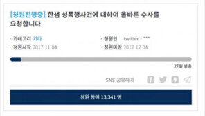 ‘한샘 성폭행’ 재조사, 청와대가 나서나?… 국민청원, 이틀 만에 1만3000명 돌파