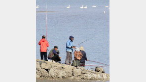 겨울 문턱에 방파제 문조리 낚시