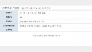 [속보] 경북 포항, 규모 4.6 추가 지진 발생
