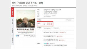 ‘1만5000원’ 유키 구라모토 송년콘서트 매진…음성문화예술회관 홈피 ‘마비’