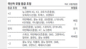 내년 차량모델등급 조정 따른 보험료는?