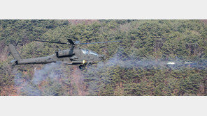 “도발 어림없다” 불뿜는 아파치 헬기