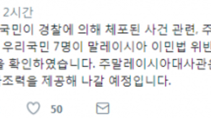 외교부 “말레이시아서 우리 국민 7명 체포돼…이민법 위반 등 적용”