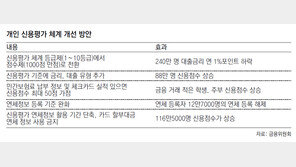 개인 신용평가 ‘점수제’로 바뀐다