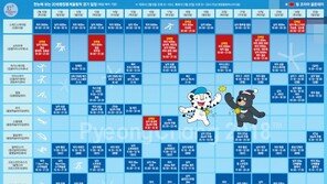 2018 평창올림픽 주요경기 일정