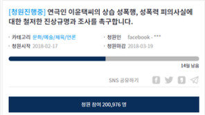 “이윤택 성폭력 진상 규명 촉구” 청와대 국민청원 20만 돌파
