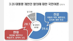 文대통령 개헌안 발의 여론조사…찬성 59.6% vs 반대 28.7%