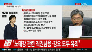 [박근혜 1심 선고 생중계]법원 “朴, 노태강 사직 요구 직권남용·강요 모두 유죄”