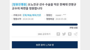 “전명규 교수 파면해달라” 靑 국민청원, 게재 당일 1700명 돌파