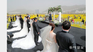 유채꽃축제장서 합동 결혼식