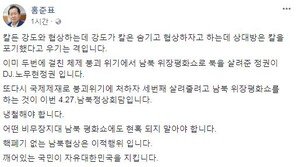 홍준표 “남북정상회담…강도가 칼 숨기고 협상, 칼 포기했다고 우기는 격”