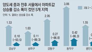 양도세 중과 한달… 아파트 값 상승 뚝