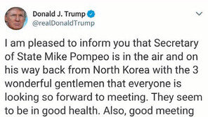 北선물에 만족한 트럼프 “공항에 직접 마중 나갈것, 흥분된다”