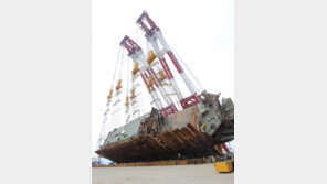 세월호 직립 작업 목표는 4시간, 지체되면 ‘쇠줄 손상’ 우려…예상보다 빨라 