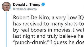 트럼프, 자신에 욕설한 배우 드니로에 응수 “IQ낮은 인물… 영화서 많이 맞아 펀치드렁크”